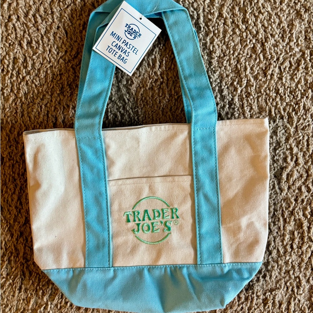 Blue and Cream Canvas Tote Bag